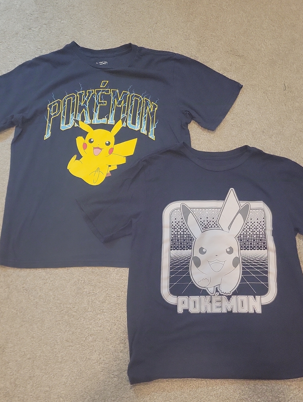 Pokemon Navy Short Sleeve Tee with Yellow Pikachu Graphic
